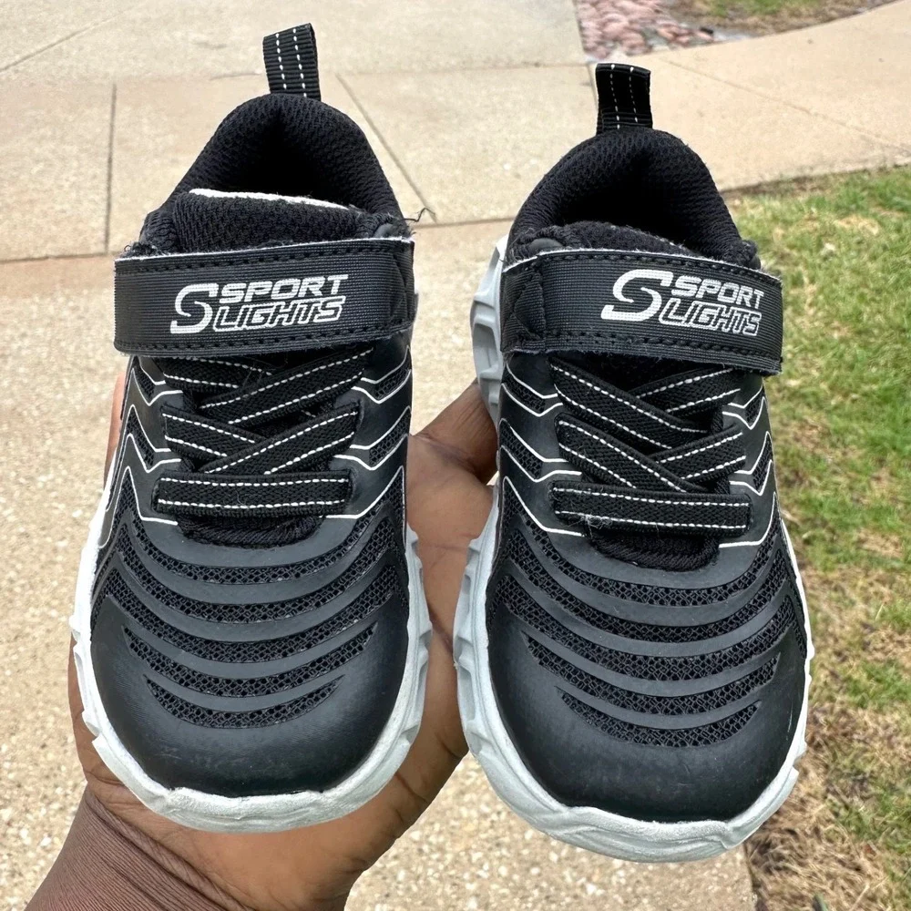 Sport By Skechers Toddler Boy‎ Jarrod Light Up Sneakers Size 7 Black